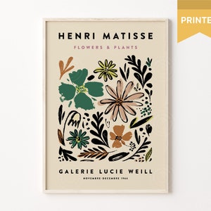 Matisse Flower Sketch, Matisse Cutout Poster, Henri Matisse Print, Matisse Leaf, Plants Poster, Matisse Poster, Matisse Flower Print