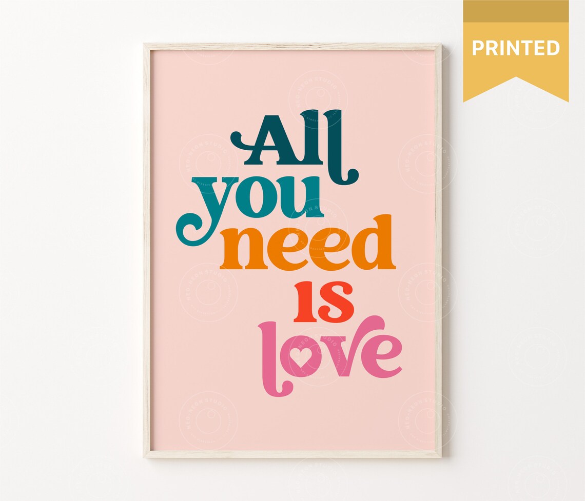 All You Need is Love Love Wall Decor I Love You Wall Print Etsy