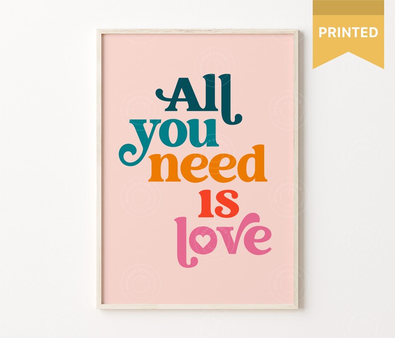 All You Need is Love Love Wall Decor I Love You Wall Print Etsy