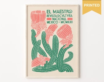 El Maestro Poster, Mexican Vintage Art Print, Mexican Poster, Mexican Vintage Art, Vintage Cactus Art, Mexico City Poster, Wall Decor
