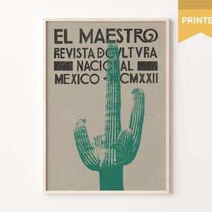 El Maestro Kaktus Poster, Arizona Wüste Poster, Vintage Kaktus Kunstdruck, Mexikanische Poster, Vintage Kaktus Wandkunst, Arizona Kaktus Druck