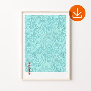Japanese Art Print, Digital Download, Hokusai Great Wave Art Print, Vintage Asian Culture Poster, Printable Hokusai Wave, Blue Waves Print