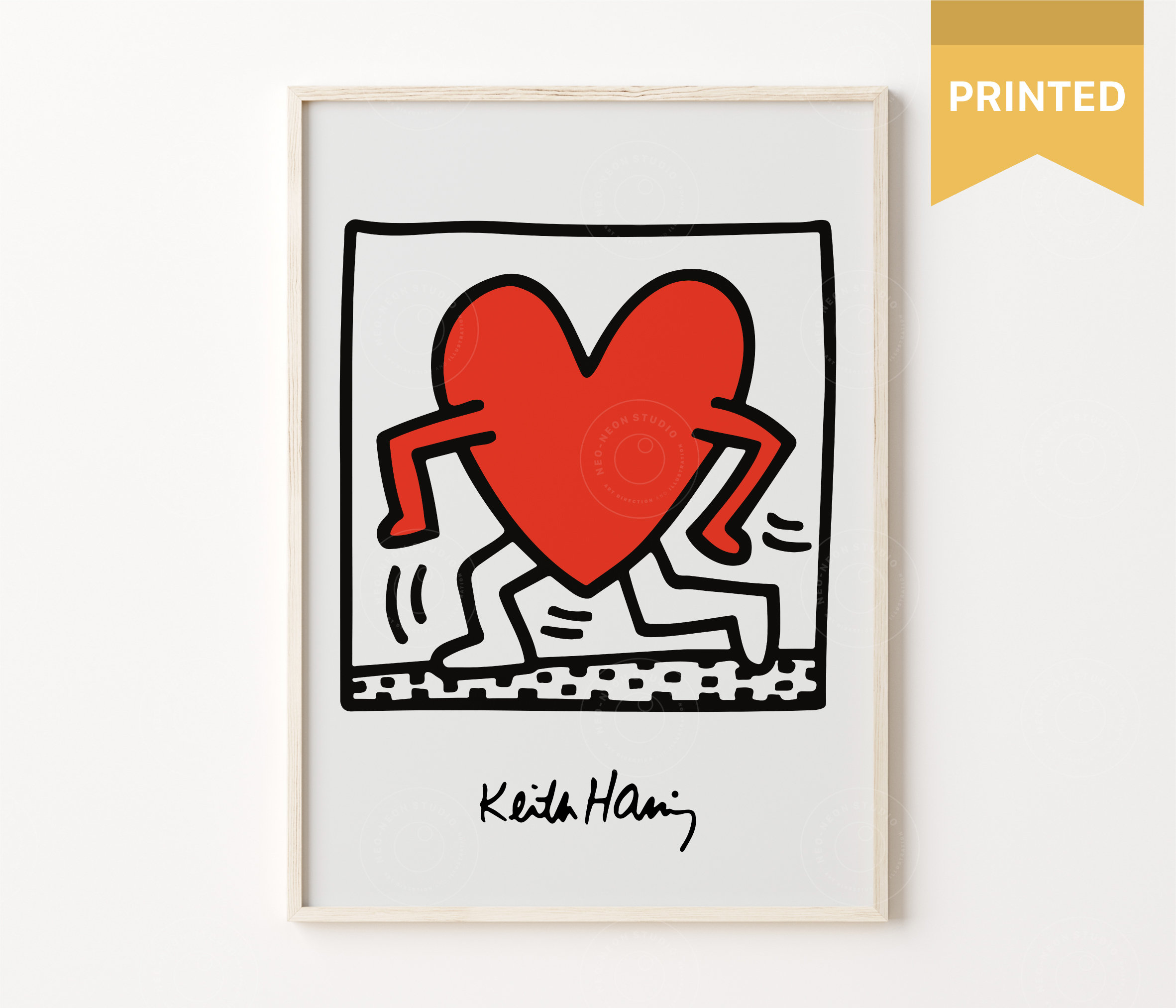 Keith Haring Heart Poster, Keith Haring Print, Line Art Haring, Haring