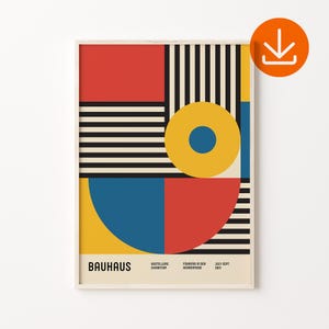 Bauhaus Geometric Exhibition Poster, Mid Century Modern Print, Weimar Art Print, Digital Download, Bauhaus Wall Art, Museum Art Poster