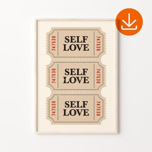 Self Love Poster, Retro Self Love Art Print, Retro Self Love Ticket Wall Art, Apartment Wall Decor, Ticket Art Print, Digital Download