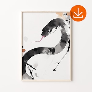 Chinese New Year Snake Print, Snake Year Wall Art, Mexican Snake Print, Digital Download, Chinese Zodiac Poster, Chinese Astrology Print