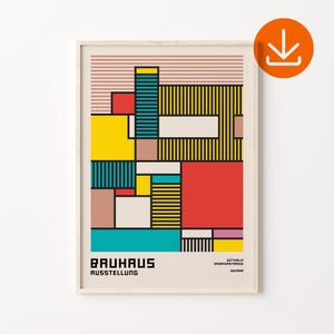 Colorful Bauhaus Art Print, Weimar Art Print, Mid Century Modern Print, Museum Art Poster, Digital Download, Vintage Bauhaus Wall Decor