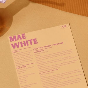 Resume CV Template, Creative Professional, Bold and Individual, Yellow - Canva, Instant Download, 2023