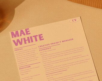 Resume CV Template, Creative Professional, Bold and Individual, Yellow - Canva, Instant Download, 2023