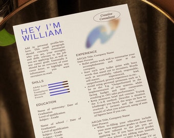 Plantilla de currículum vitae, profesional creativo, negrita, individual, degradado crema ombre - Canva, descarga instantánea, carta de presentación, 2023