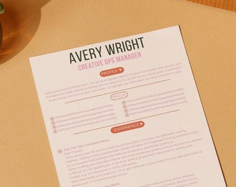 Plantilla de currículum vitae, profesional creativo, atrevido e individual, crema- Canva, descarga instantánea, 2023