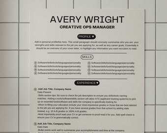 Resume CV Template, Creative Professional, Bold, Individual, Minimalistic, Simple Off White/Black, Instant Download, 2023 Canva