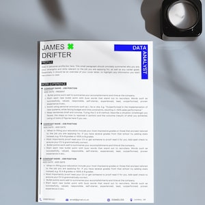Plantilla de currículum vitae y carta de presentación, profesional creativo, elegante, individual, azul, verde, morado - Canva, descarga instantánea, 2023