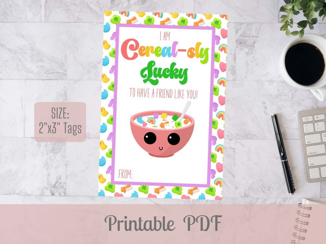 Cereal-sly Lucky Printable Tag, Instant Download, St Patrick's Day Gift ...