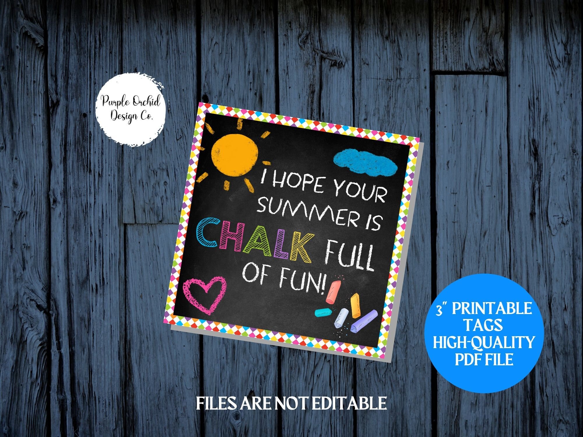 Summer Printable Tags Instant Download Chalk Full of Fun - Etsy