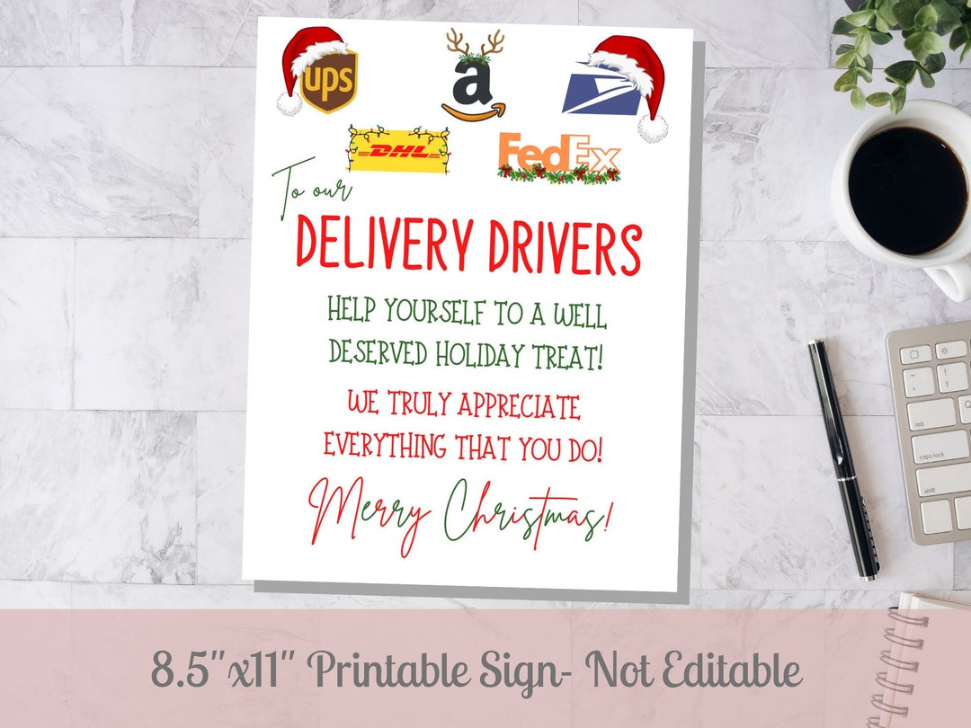 Delivery Driver Appreciation Sign PRINTABLE Treats For Etsy