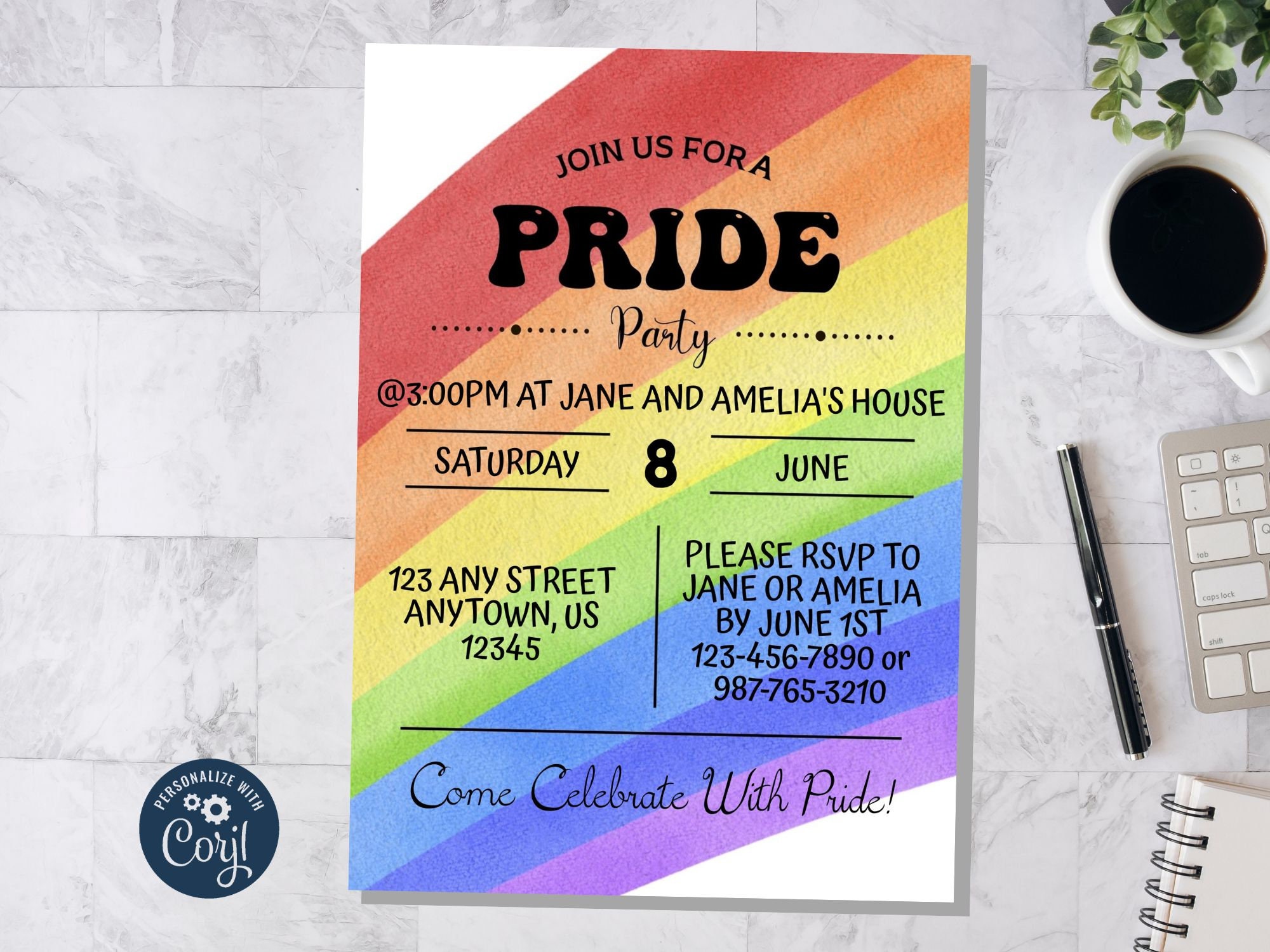 Pride Printable Invitation Instant Download Happy Pride - Etsy