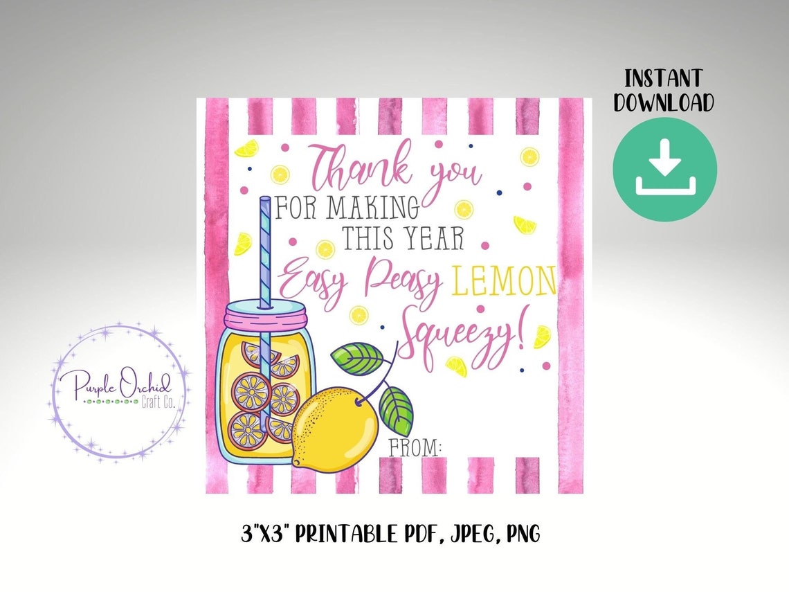 Teacher Printable Tags Easy Peasy Lemon Squeezy Tag Teacher - Etsy Ireland