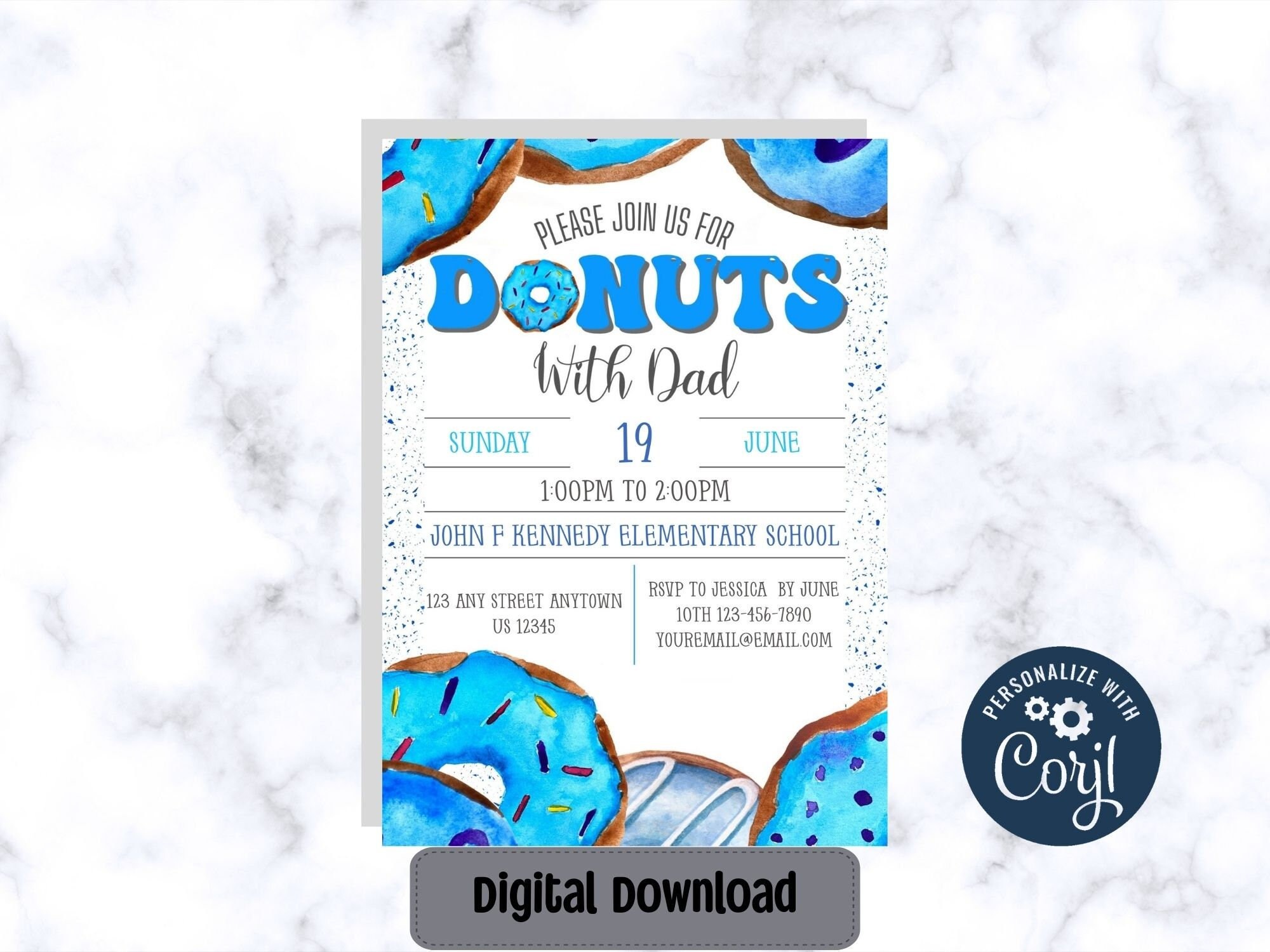 Donuts With Dad Printable Invitation Instant Download - Etsy