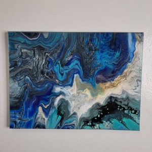 12&quot;x16&quot; Fluid Acrylic Painting, Fluid Acrylic Pour Art, Abstract Art, Original Art On Canvas, Home Decor