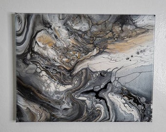 I Poured Black, White, Gold, And Silver Acrylic Paint Together And Got A  Painting I Wasn't Expecting
