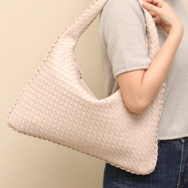 Mother's Day Gift, Woven Shoulder Bag Large Capacity, Woven Vegan Leather Bag,  Leather Hand Woven Bag, Fashion Bag, Shoulder Tote Bag