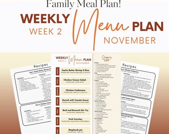 November vecka 2 Daglig familjemiddagsmeny | Matplanering | Middagsidéer | Veckovis matplan | Middagsmeny | Vad som serveras till middag | Familjemiddagar