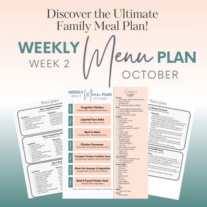 October Wk 2 Daily Family Dinner Menu | Meal Planning | Dinner Ideas | Weekly Meal Plan | Dinner Menu | What&#39;s for Dinner | Family Dinners