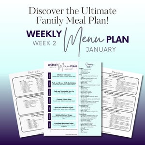 January Wk 2 Daily Family Dinner Menu | Meal Planning | Dinner Ideas | Weekly Meal Plan | Dinner Menu | What&#39;s for Dinner | Family Dinners