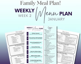 Januari vecka 2 Daglig familjemiddagsmeny | Matplanering | Middagsidéer | Veckovis matplan | Middagsmeny | Vad som serveras till middag | Familjemiddagar