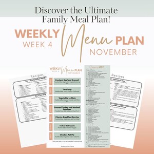 November Wk 4 Daily Family Dinner Menu  | Meal Planning | Dinner Ideas | Weekly Meal Plan | Dinner Menu | What&#39;s for Dinner | Family Dinners