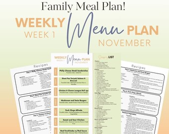 November vecka 1 Daglig familjemiddagsmeny | Matplanering | Middagsidéer | Veckovis matplan | Middagsmeny | Vad som serveras till middag | Familjemiddagar