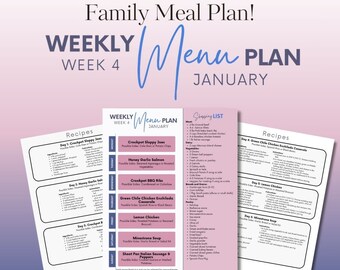 Januari vecka 4 Daglig familjemiddagsmeny | Matplanering | Middagsidéer | Veckovis matplan | Middagsmeny | Vad som serveras till middag | Familjemiddagar