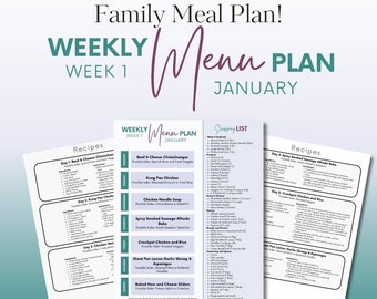 Januari Vecka 1 Daglig familjemiddagsmeny | Matplanering | Middagsidéer | Veckovis matplan | Middagsmeny | Vad som serveras till middag | Familjemiddagar