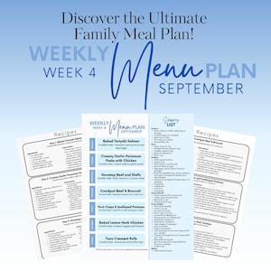 September Wk 4 Daily Family Dinner Menu | Meal Planning | Dinner Ideas | Weekly Meal Plan | Dinner Menu | What&#39;s for Dinner | Family Dinners