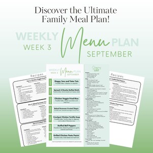 September Wk 3 Daily Family Dinner Menu | Meal Planning | Dinner Ideas | Weekly Meal Plan | Dinner Menu | What&#39;s for Dinner | Family Dinners