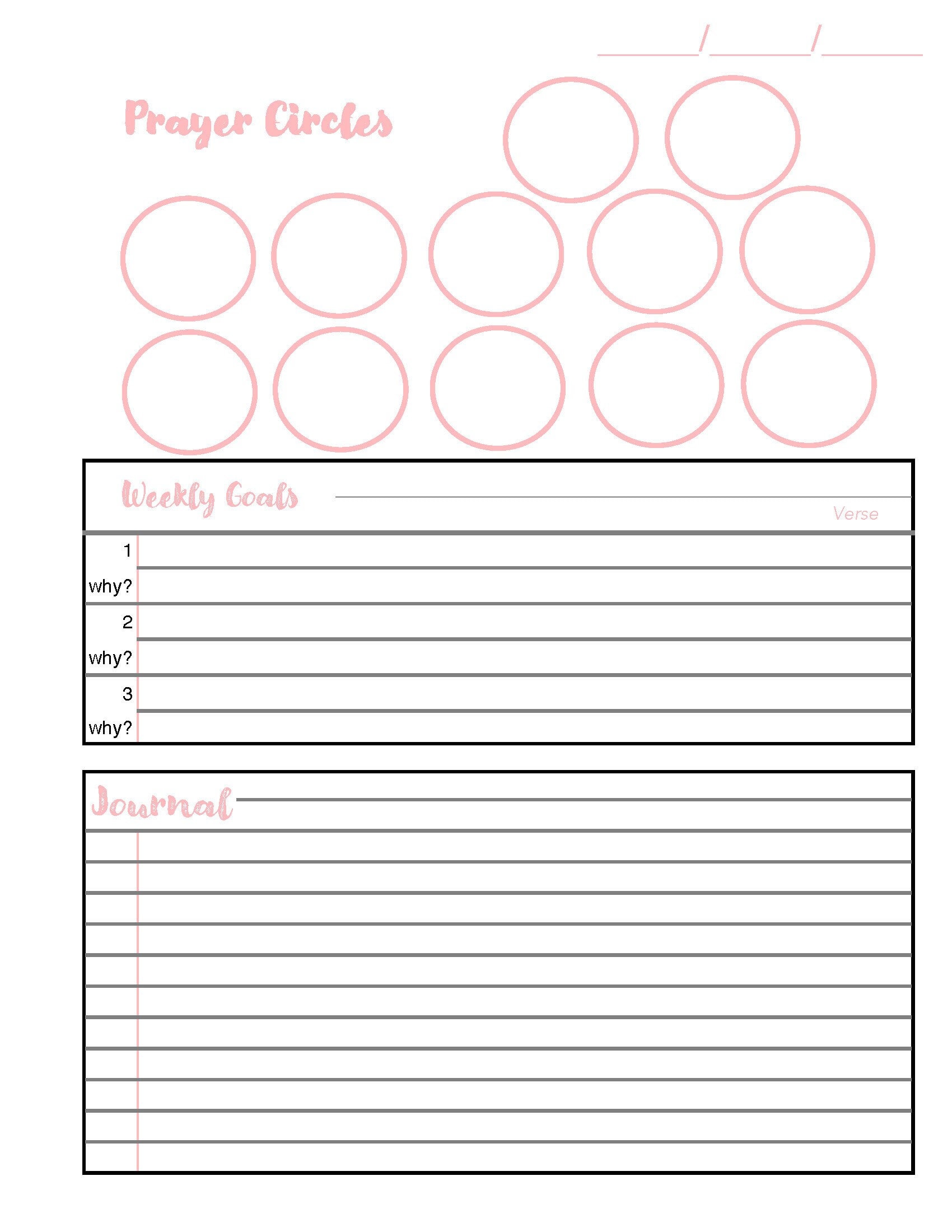 Prayer Circles Printable Journal Page, Circle Maker Journal Page, Prayer Journal Planner - Etsy