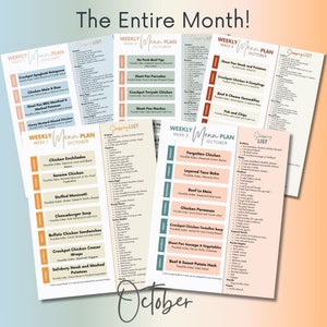 October All Daily Family Dinner Menu| Meal Planning | Dinner Ideas | Weekly Meal Plan | Dinner Menu | What&#39;s for Dinner | Family Dinners