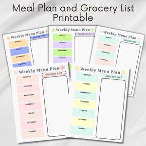 All Colors Blank Menu | Meal Planning | Planner | Weekly Meal Plan | Dinner Menu | What&#39;s for Dinner | Family Dinners | Digital Planner