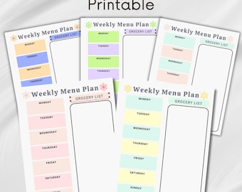 All Colors Blank Menu | Meal Planning | Planner | Weekly Meal Plan | Dinner Menu | What's for Dinner | Family Dinners | Digital Planner