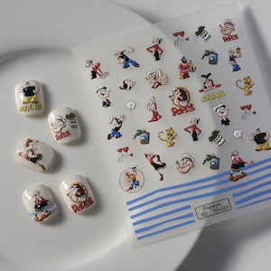 Popeye Cartoon 5d Embossed Nail Decal Stickers TS031