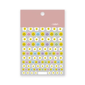 Smiley Face Daisy Flower Nail Decals Sticker