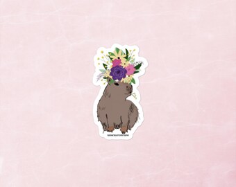 Adesivo corona di fiori di capibara