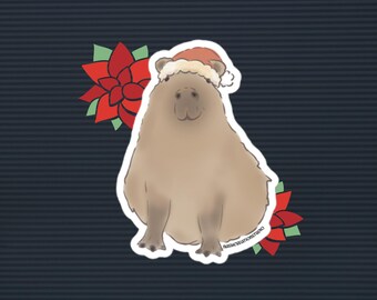 Adesivi carini e pelosi a forma di capibara di Natale