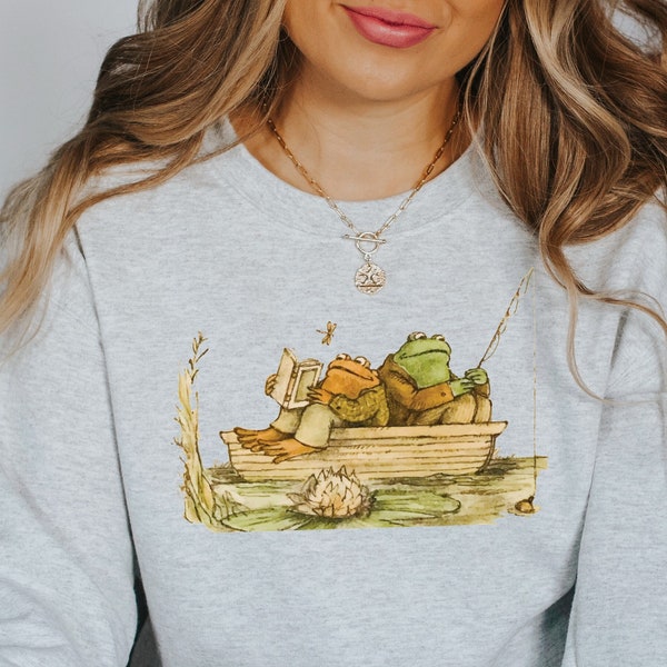 Frog and Toad Sweater • Vintage Classic Book Sweatshirt • Cottagecore Aesthetic Pullover • Frog and Toad Fishing Crewneck •