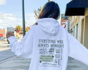 Everything Will Always Workout Hoodie • Mental Health Sweater • Retro Hoodie • Self Growth Pullover • Positive Hoodie • Therapy Hoodie •
