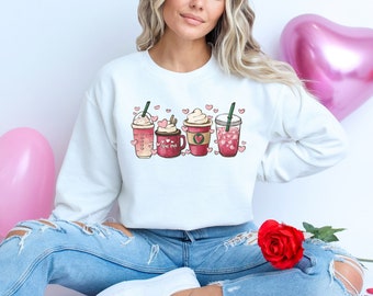 Valentine Coffee Sweater • Valentines Day Sweatshirt • Valentines Day Crewneck • Coffee Lover Pullover