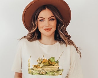 Frog and Toad T-Shirt: Vintage Book Tee, Cottagecore Fishing Shirt