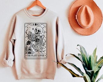 Gardener Skeleton Shirt • Plant Lover Tarot Card Sweater • Garden Lover Gift • Plant Lady Crewneck • Mom Gardening Shirt