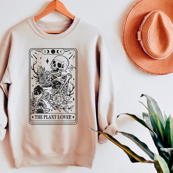 Gardener Skeleton Shirt • Plant Lover Tarot Card Sweater • Garden Lover Gift • Plant Lady Crewneck • Mom Gardening Shirt